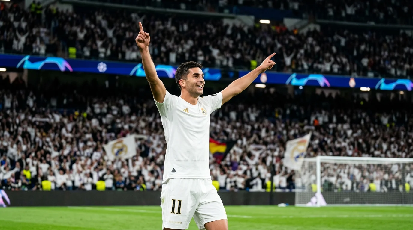 Máximo goleador Champions League, delantero celebrando gol en césped UCL