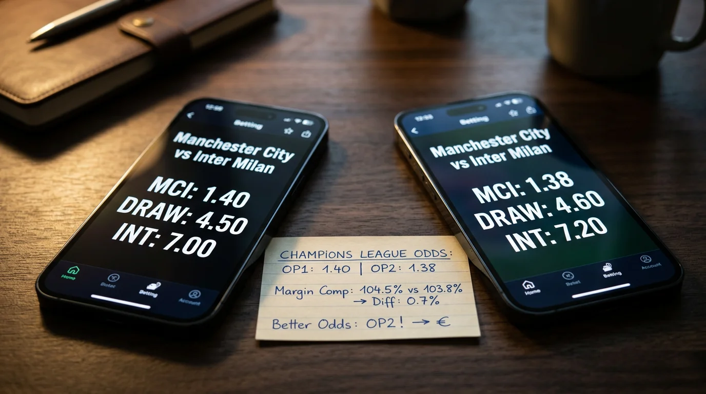 Como comparar cuotas en Champions League y calcular el margen del operador